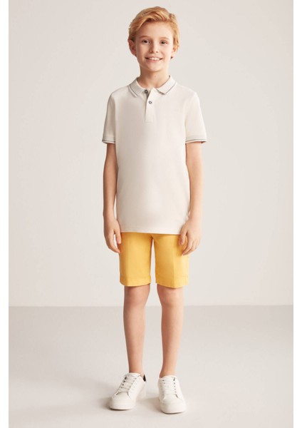 Vintage Görünümlü Kırık Beyaz Polo Yaka Çocuk T-Shirt fiyatları