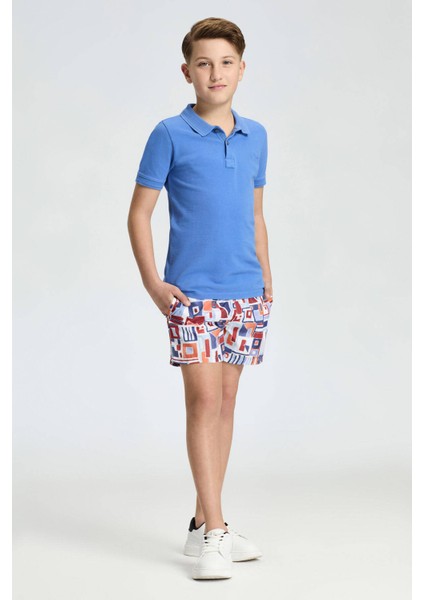 Vintage Görünümlü Mavi Polo Yaka Çocuk T-Shirt fırsatları