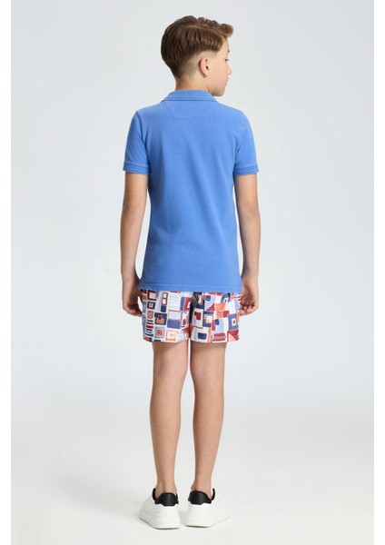Vintage Görünümlü Mavi Polo Yaka Çocuk T-Shirt indirimleri