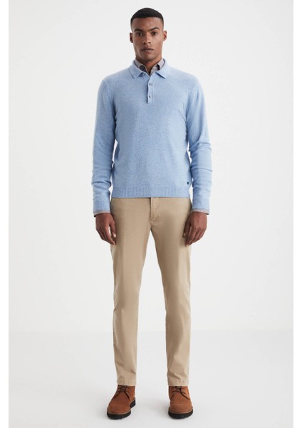 Polo Yaka Gök Mavisi Saf Kaşmir Kazak fiyatları