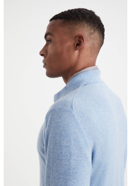 Polo Yaka Gök Mavisi Saf Kaşmir Kazak modelleri