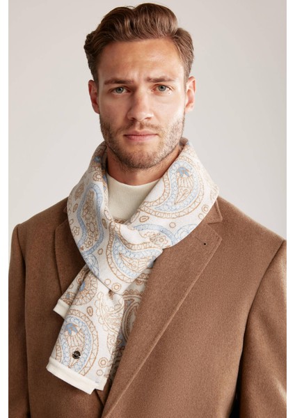 Desenli Merino Yün Ekru Atkı fiyatları