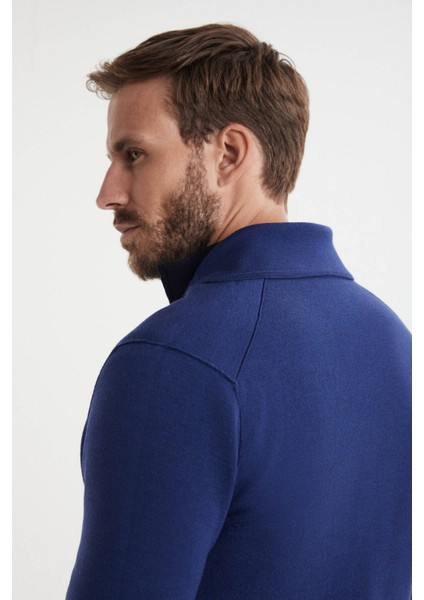 Extrafine Merino Çift Taraflı Lacivert Triko Ceket indirimleri