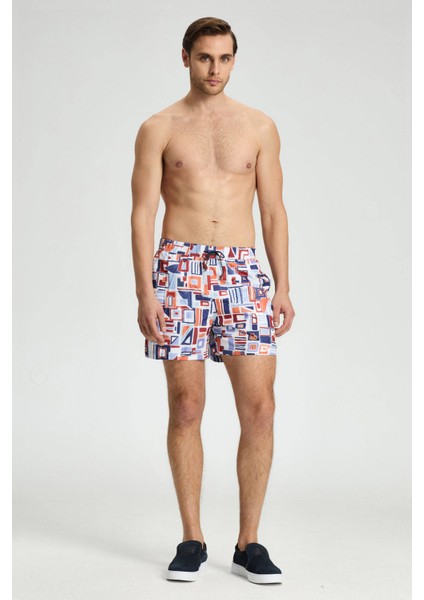 Geometrik Desenli Lacivert Quick Dry Mayo modelleri