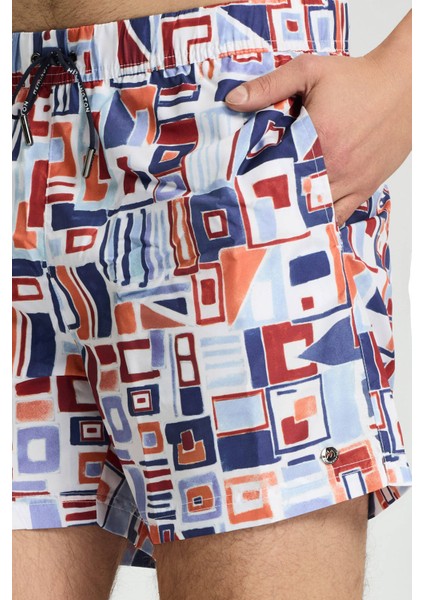 Geometrik Desenli Lacivert Quick Dry Mayo fırsatları