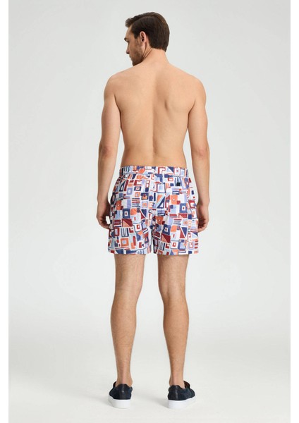 Geometrik Desenli Lacivert Quick Dry Mayo indirimleri