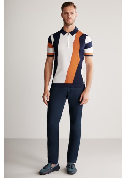 Fermuar Detaylı Lacivert Giza Pamuk Triko Polo fiyatları