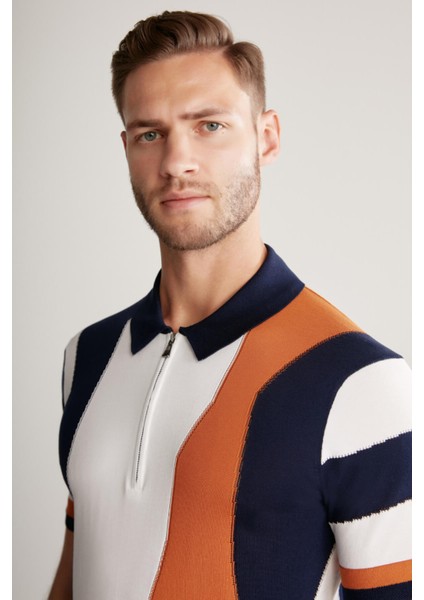 Fermuar Detaylı Lacivert Giza Pamuk Triko Polo indirimleri