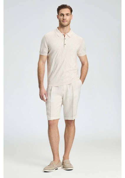 Baklava Desenli Giza Pamuk Krem Rengi Triko Polo fiyatları