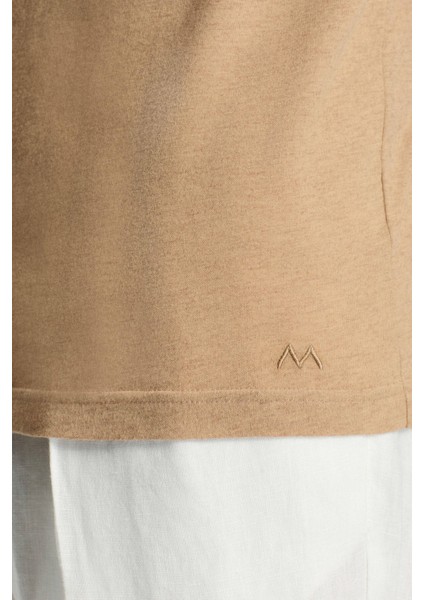 Kaşmir Karışım Bisiklet Yaka Camel T-Shirt fırsatları