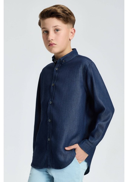 Lacivert Denim Çocuk Gömlek