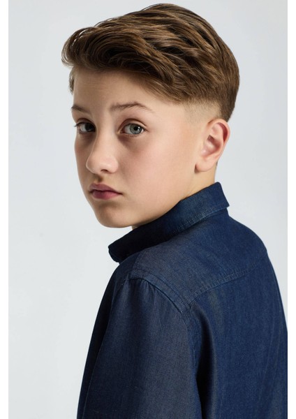 Lacivert Denim Çocuk Gömlek modelleri