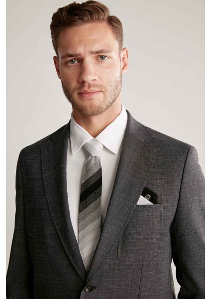 Çizgi Desenli Siyah Gri Örgü Kravat indirimleri