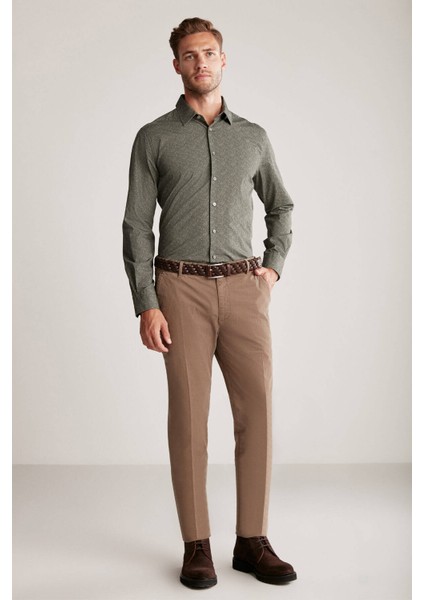 Pamuklu Tütün Rengi Regular Fit Chino Pantolon fiyatları