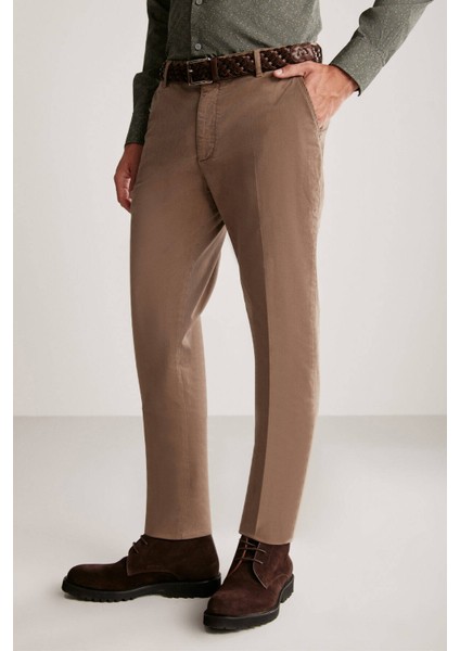 Pamuklu Tütün Rengi Regular Fit Chino Pantolon modelleri