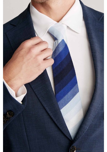 Çizgi Desenli Lacivert Beyaz Örgü Kravat fiyatları