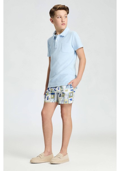 Açık Mavi Havlu Kumaş Polo Yaka Çocuk T-Shirt fiyatları