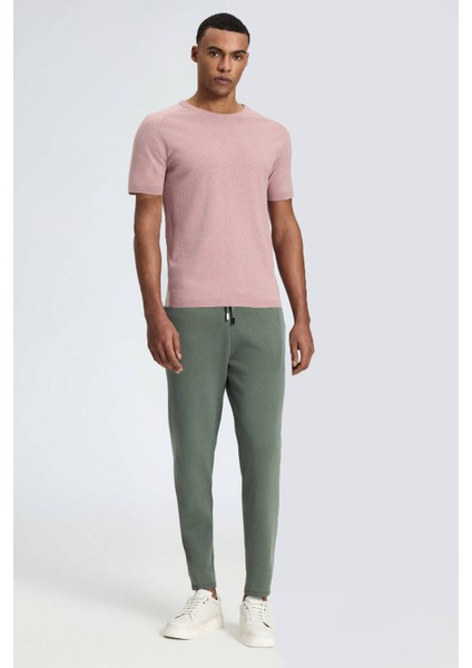 Bağcıklı Haki Slim Fit Triko Pantolon