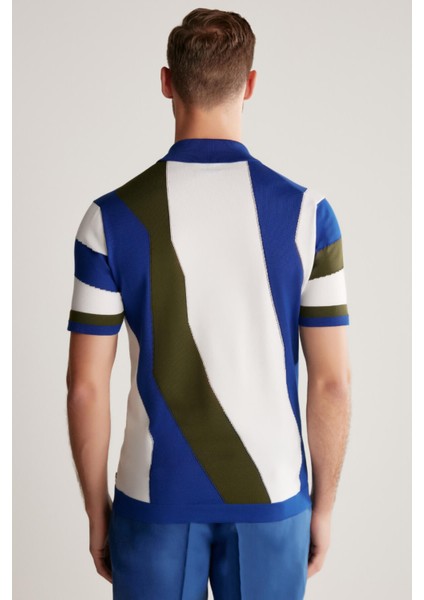 Fermuar Detaylı Indigo Giza Pamuk Triko Polo indirimleri