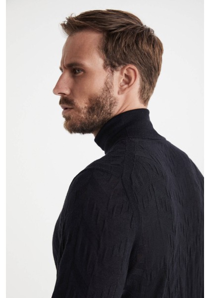 Ipek Karışım Boğazlı Yaka Siyah Merino Yün Triko modelleri