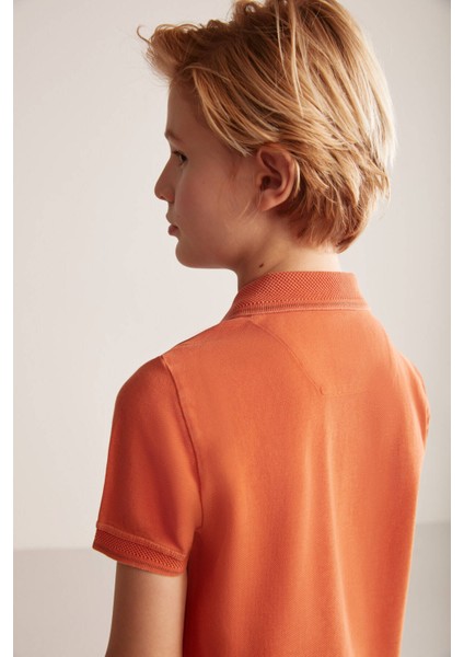 Nakış Logolu Turuncu Polo Yaka Çocuk T-Shirt modelleri