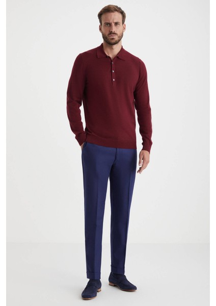 Polo Yaka Merino Yün Bordo Triko fiyatları