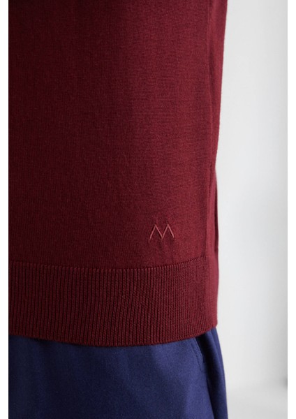 Polo Yaka Merino Yün Bordo Triko indirimleri