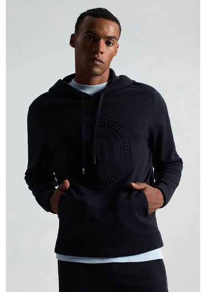 M Logolu Kapüşonlu Lacivert Hoody