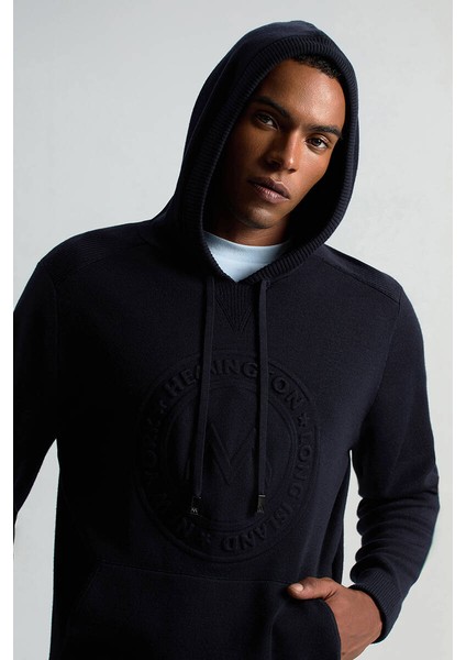 M Logolu Kapüşonlu Lacivert Hoody modelleri