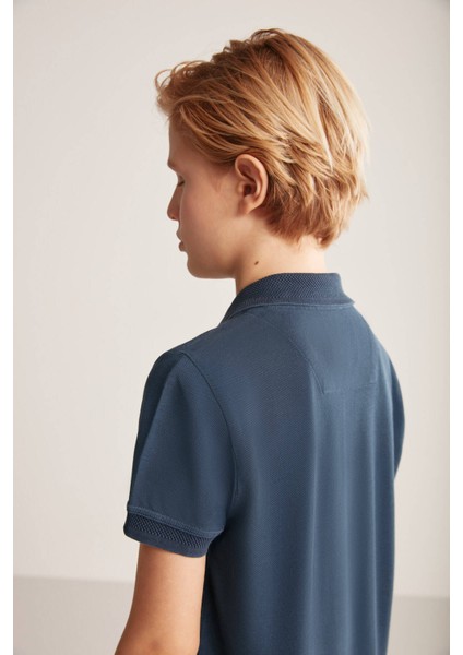 Vintage Görünümlü Lacivert Polo Yaka Çocuk T-Shirt modelleri