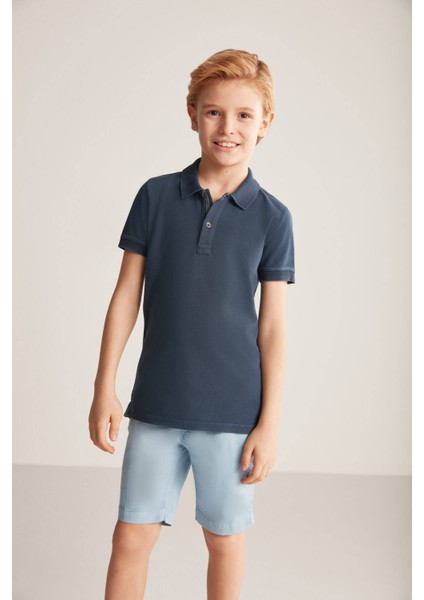 Vintage Görünümlü Lacivert Polo Yaka Çocuk T-Shirt fırsatları