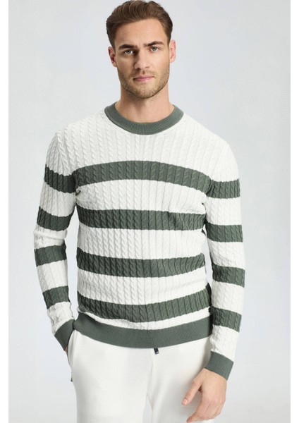 Saç Örgü Desenli Haki Ince Yazlık Triko