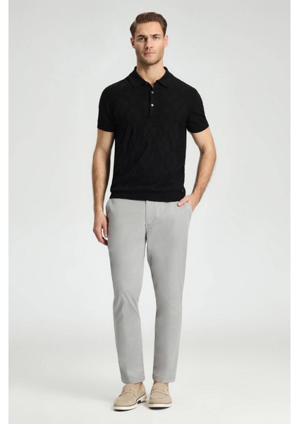 Baklava Desenli Giza Pamuk Siyah Triko Polo fiyatları