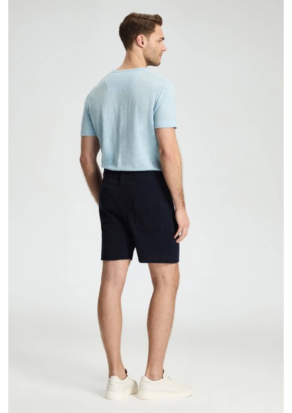 Bağcıklı Nakış Logolu Lacivert Triko Şort modelleri