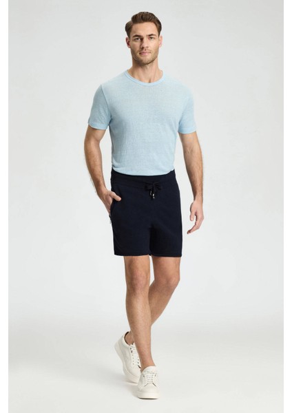 Bağcıklı Nakış Logolu Lacivert Triko Şort fırsatları