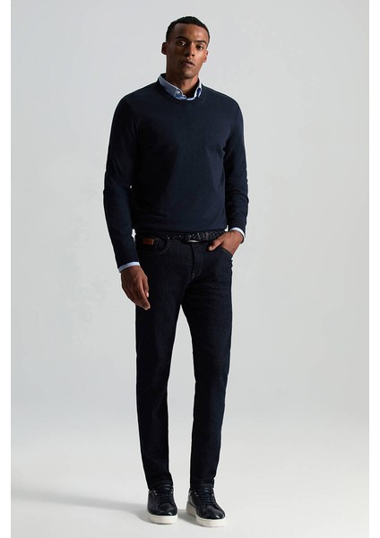 Kaşmir Karışım Bisiklet Yaka Lacivert Triko fiyatları