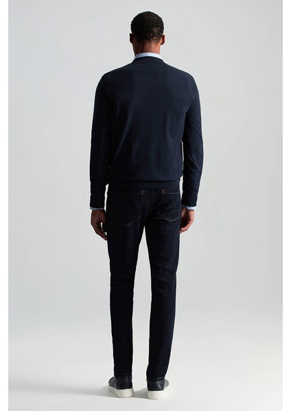 Kaşmir Karışım Bisiklet Yaka Lacivert Triko indirimleri