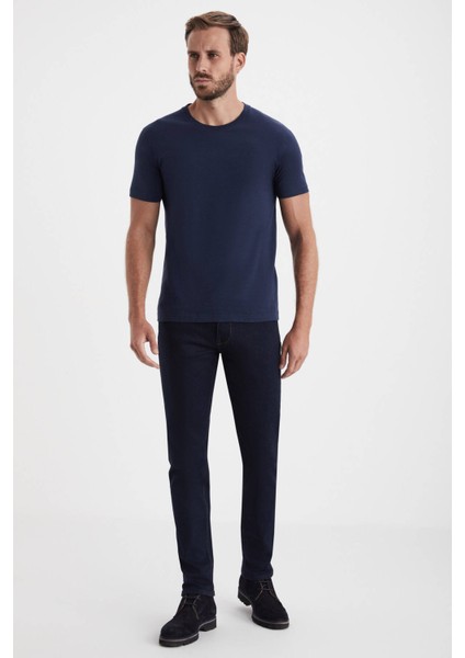 Kaşmir Karışım Bisiklet Yaka Lacivert T-Shirt fiyatları