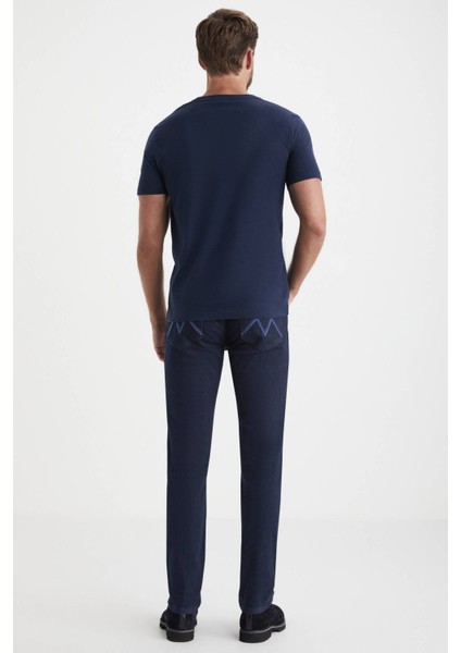 Kaşmir Karışım Bisiklet Yaka Lacivert T-Shirt fırsatları