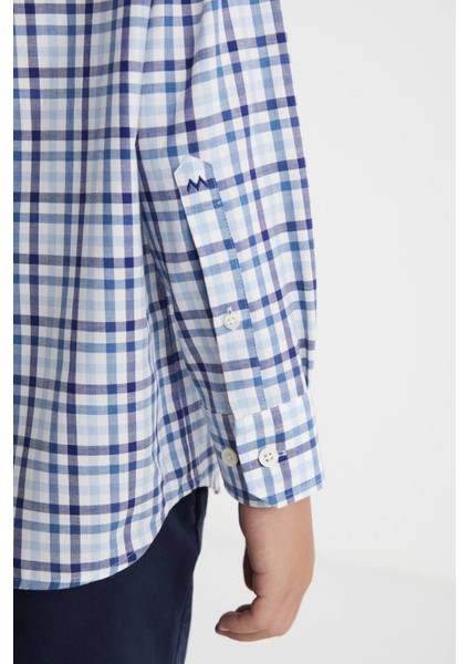 Kaşmir Pamuk Karışımlı Kare Desenli Lacivert Çocuk Gömlek indirimleri