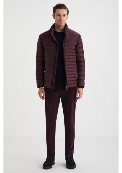 Kaz Tüyü Dolgulu Bordo Ince Mont fiyatları