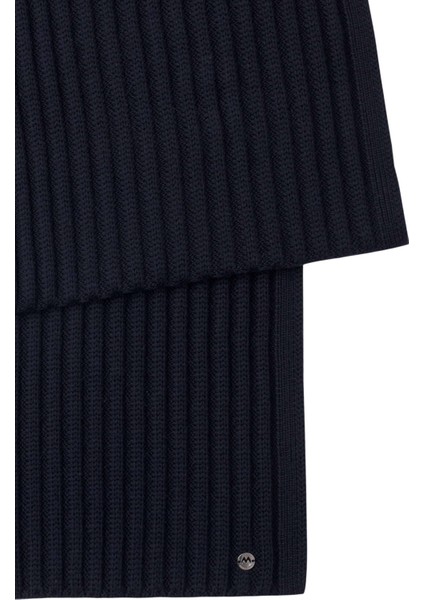 Örgü Desenli Merino Yün Lacivert Atkı fırsatları