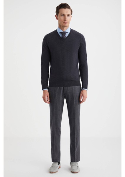 V Yaka Merino Yün Antrasit Triko fiyatları