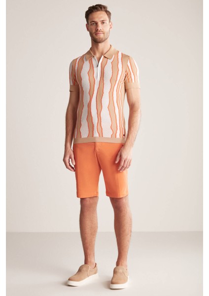 Çizgi Detaylı Kum Rengi Giza Pamuk Triko Polo fiyatları