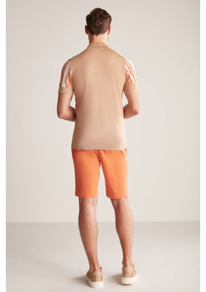 Çizgi Detaylı Kum Rengi Giza Pamuk Triko Polo fırsatları