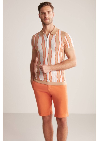 Çizgi Detaylı Kum Rengi Giza Pamuk Triko Polo indirimleri