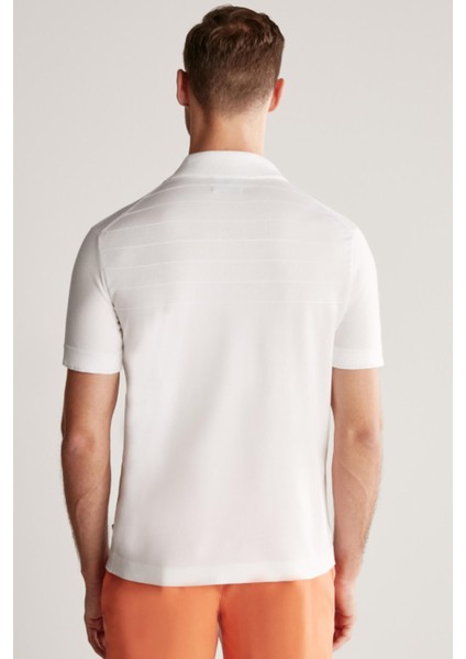 Çizgi Desenli Beyaz Giza Pamuk Triko Polo indirimleri