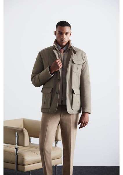 Kaz Tüyü Dolgulu Camel Mont