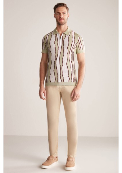 Çizgi Detaylı Yeşil Giza Pamuk Triko Polo fiyatları