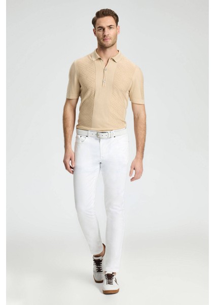 Slim Fit 5 Cep Beyaz Chino Pantolon modelleri